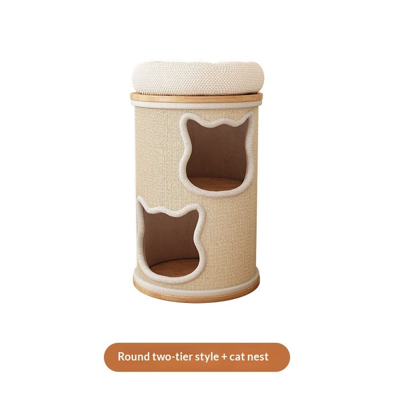 All-in-one Solid Wood Cat Tree Suitable For All Four Seasons