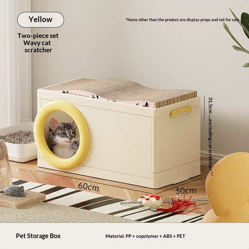 Multi-functional Pet Storage Box With A Cat Scratcher