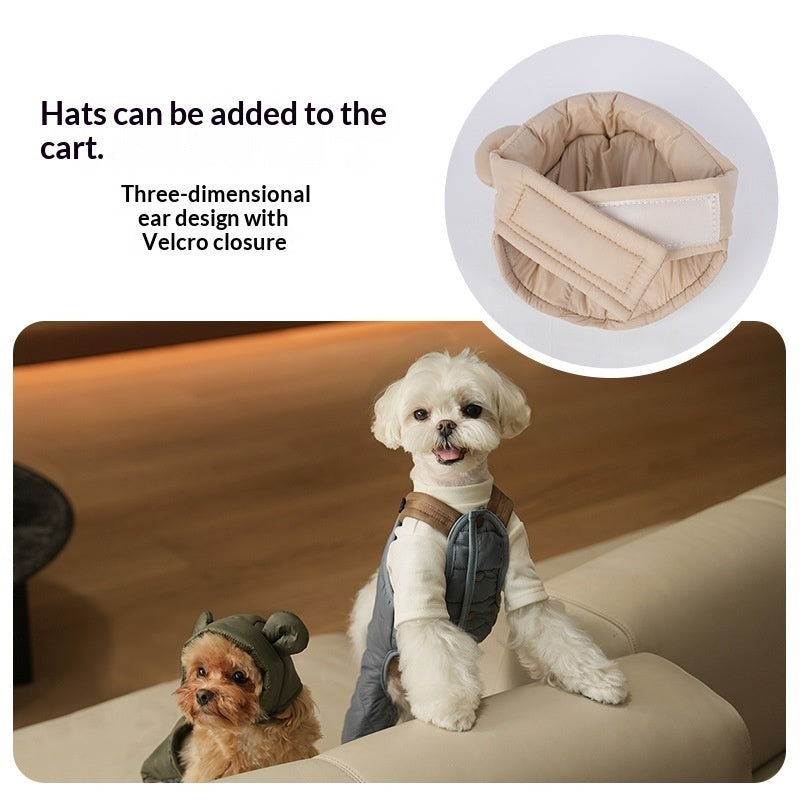 Pet Puppy Jumpsuit With Straps Cotton Padded Coat