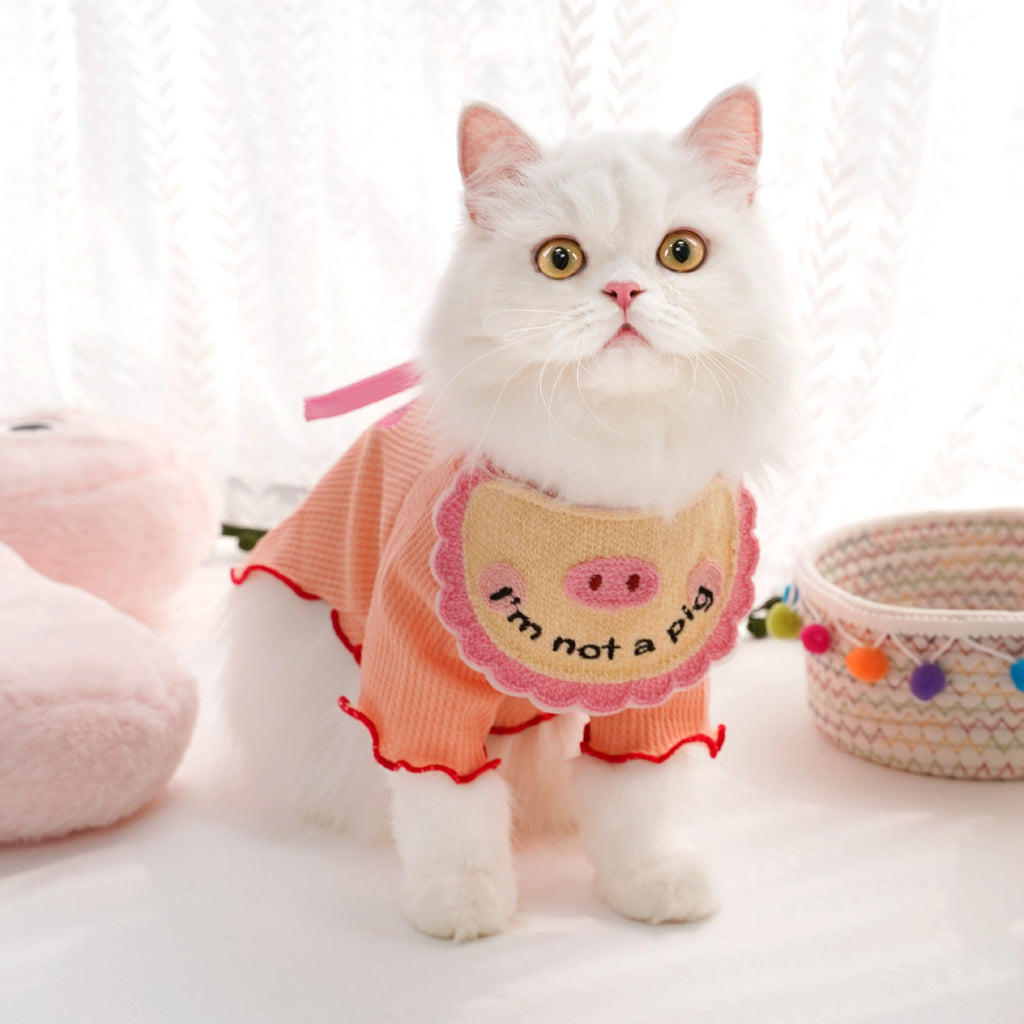 Pet-style Lace-up Embroidered Cat Bib
