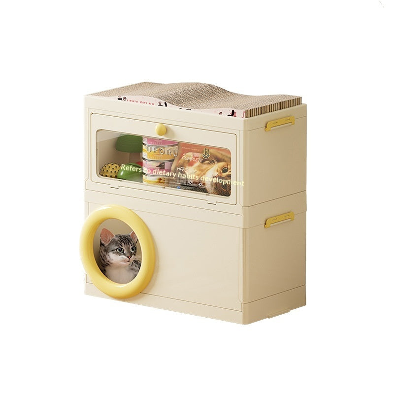Multi-functional Pet Storage Box With A Cat Scratcher
