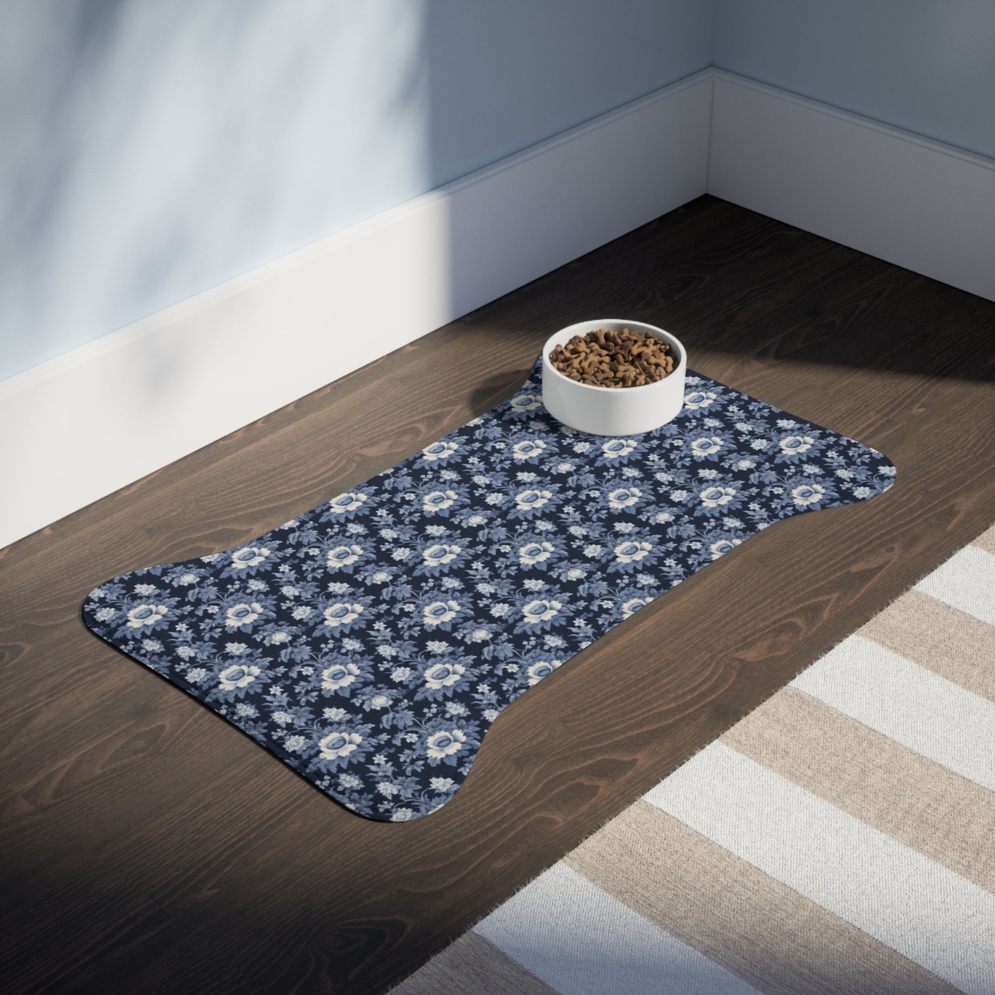 Midnight Blue Garden in Bloom - Pet Feeding Mat Pet Ze