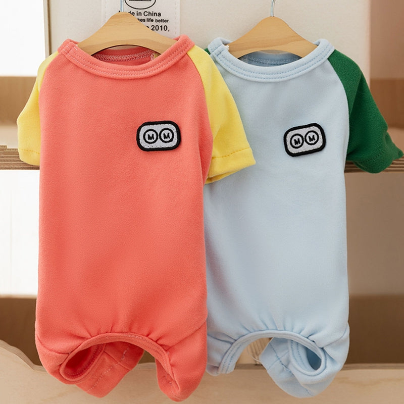 Cute Cartoon Patch Pet Jumpsuits - Soft Fleece Onesie For Small Dogs  Cats