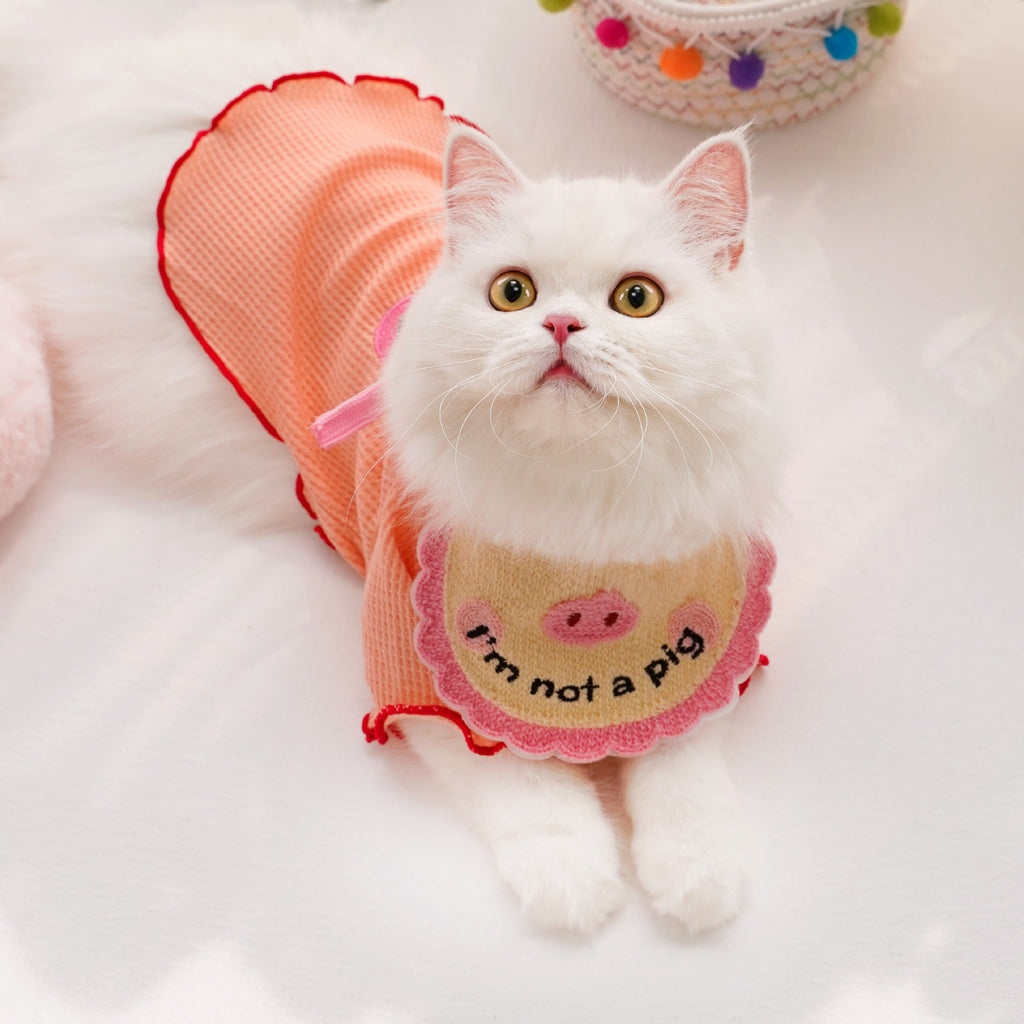 Pet-style Lace-up Embroidered Cat Bib