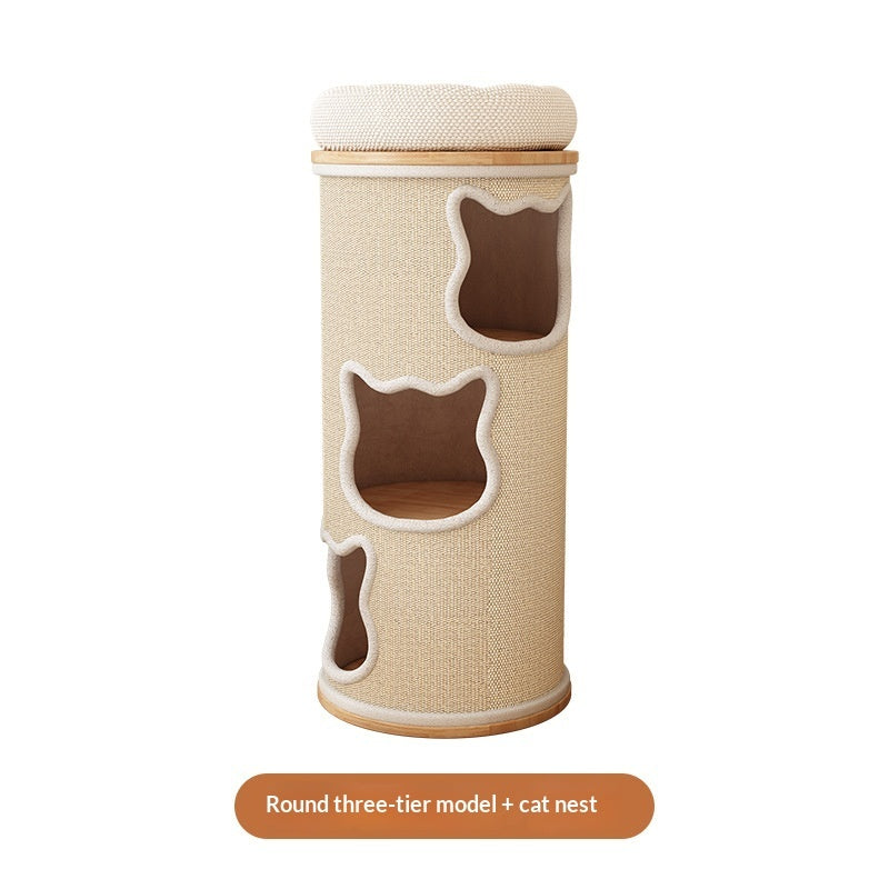 All-in-one Solid Wood Cat Tree Suitable For All Four Seasons