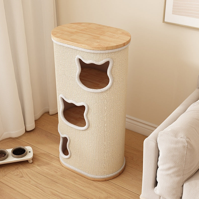 All-in-one Solid Wood Cat Tree Suitable For All Four Seasons