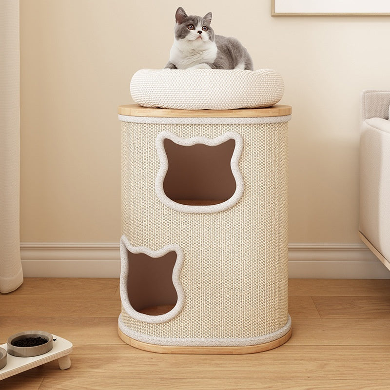 All-in-one Solid Wood Cat Tree Suitable For All Four Seasons