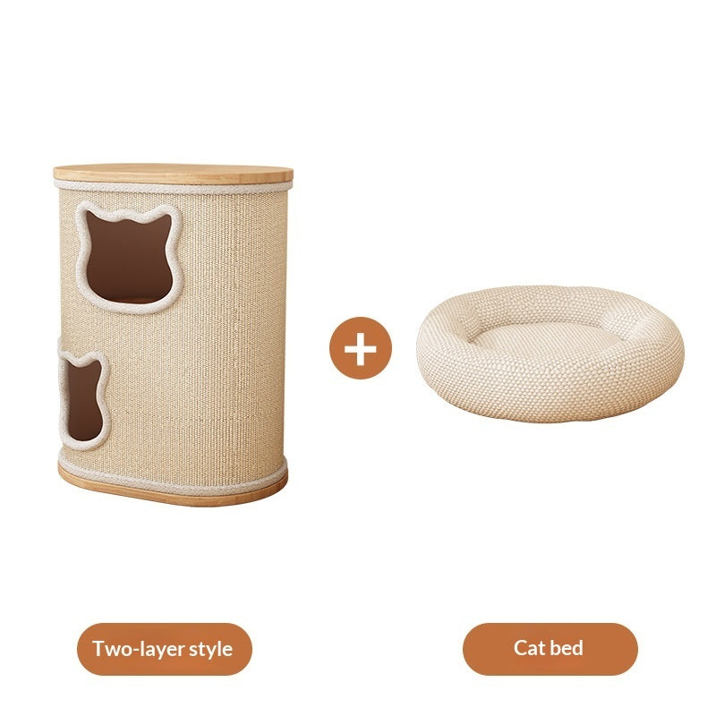 All-in-one Solid Wood Cat Tree Suitable For All Four Seasons