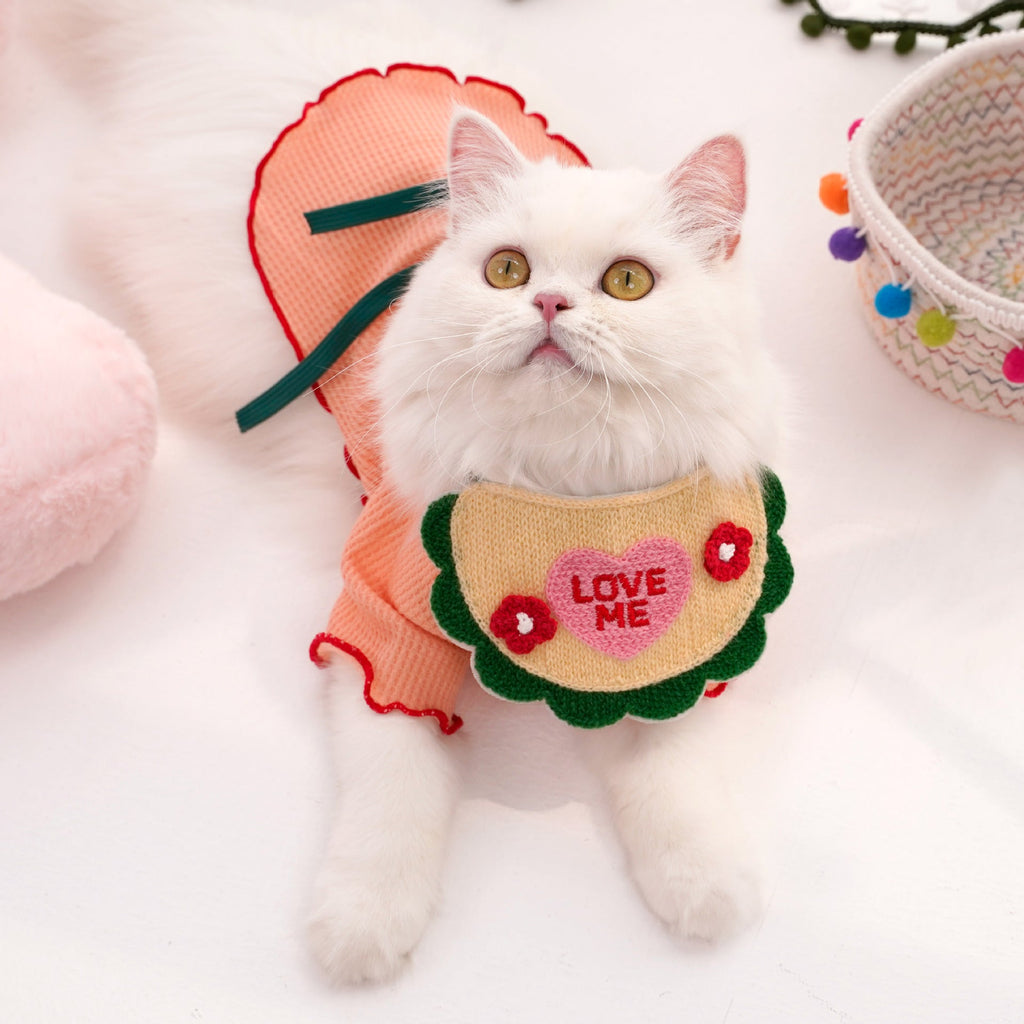 Pet-style Lace-up Embroidered Cat Bib