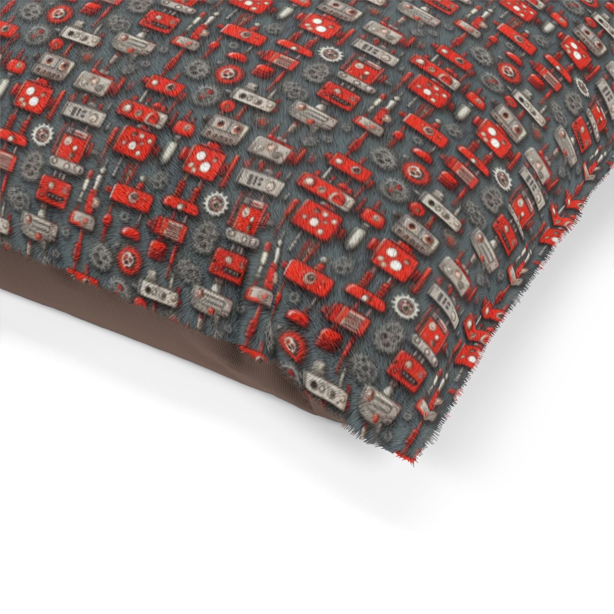 Crimson Cogs and Circuitry Pattern - Pet Bed Pet Zen