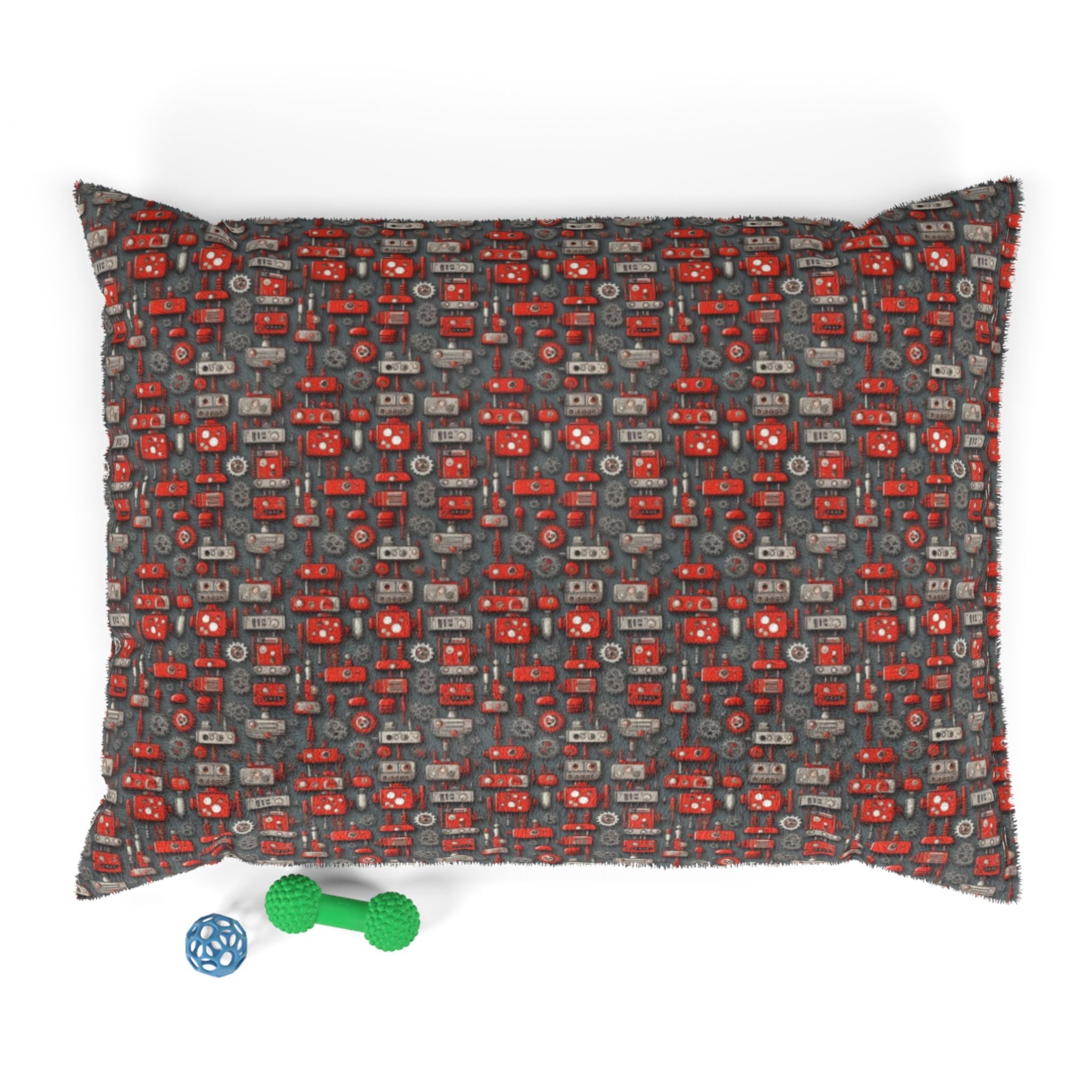 Crimson Cogs and Circuitry Pattern - Pet Bed Pet Zen