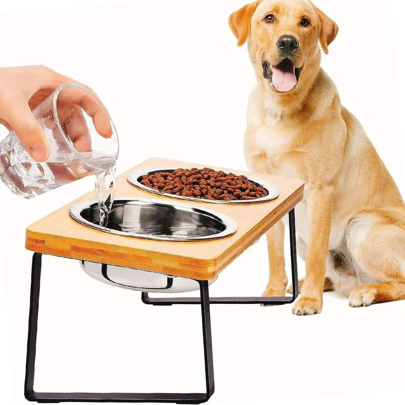 Anti-Tip Pet Bowl Elevated Stainless Steel Large-Capacity Food Bowl