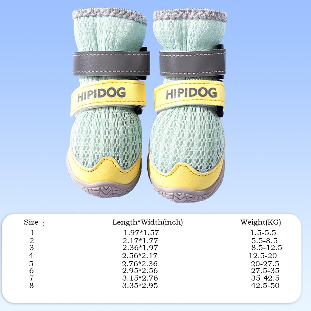 4PCS Dog Shoes For Large Small Medium Dogs,Dog Boots With Reflective Rugged Anti-Slip Sole And Skid-Proof,Breathable Dog Boots For Summer, Paw Protector For Outdoor Walking