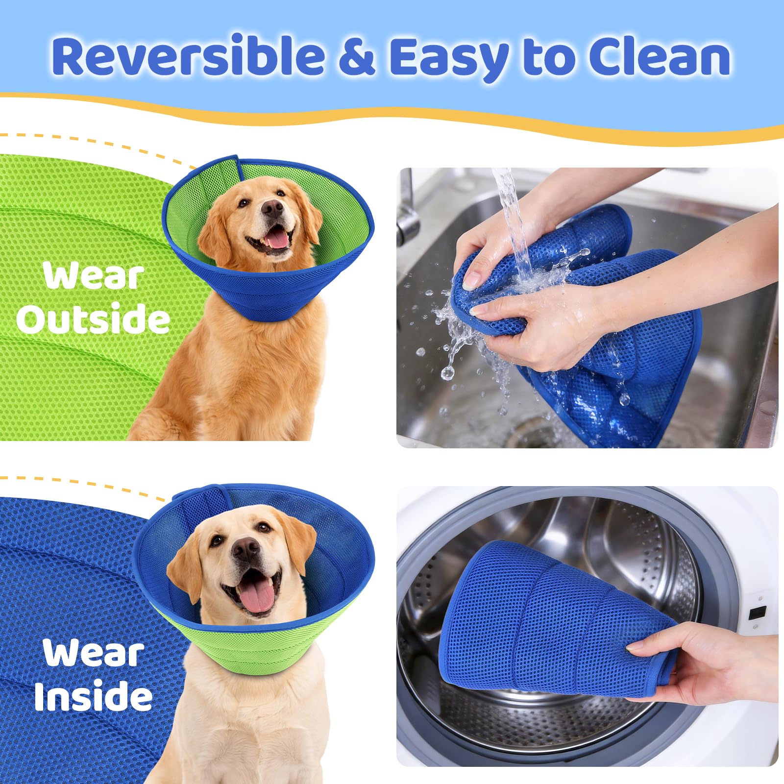 Soft Dog Cone Collar To Stop Licking After Surgery, Comfy Dog Cone Alternative For Large Medium Small Dogs Cats, Adjustable Washable E-Collar For Spay Neuter Recovery And Neck Protection