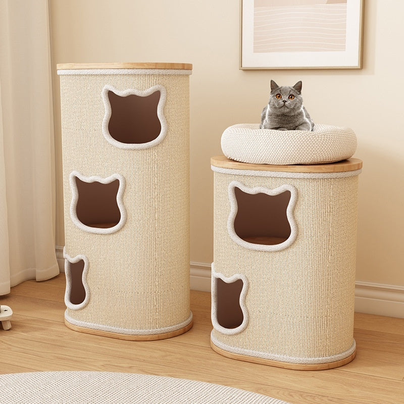 All-in-one Solid Wood Cat Tree Suitable For All Four Seasons