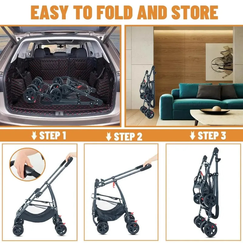 3-in-1 Pet Dog Stroller Dog Wagon with Removable Carrier Cat Stroller for Medium Dogs Up to 55lbs  dog carrier dog backpack
