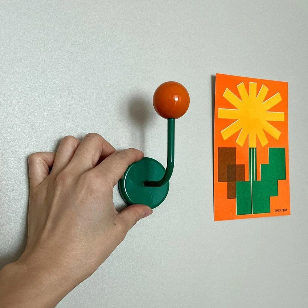 1PC Color Creative Magnetic Hook No Punch Magnetic Hook Kitchen Bathroom Door Refrigerator Strong Traceless Decoration