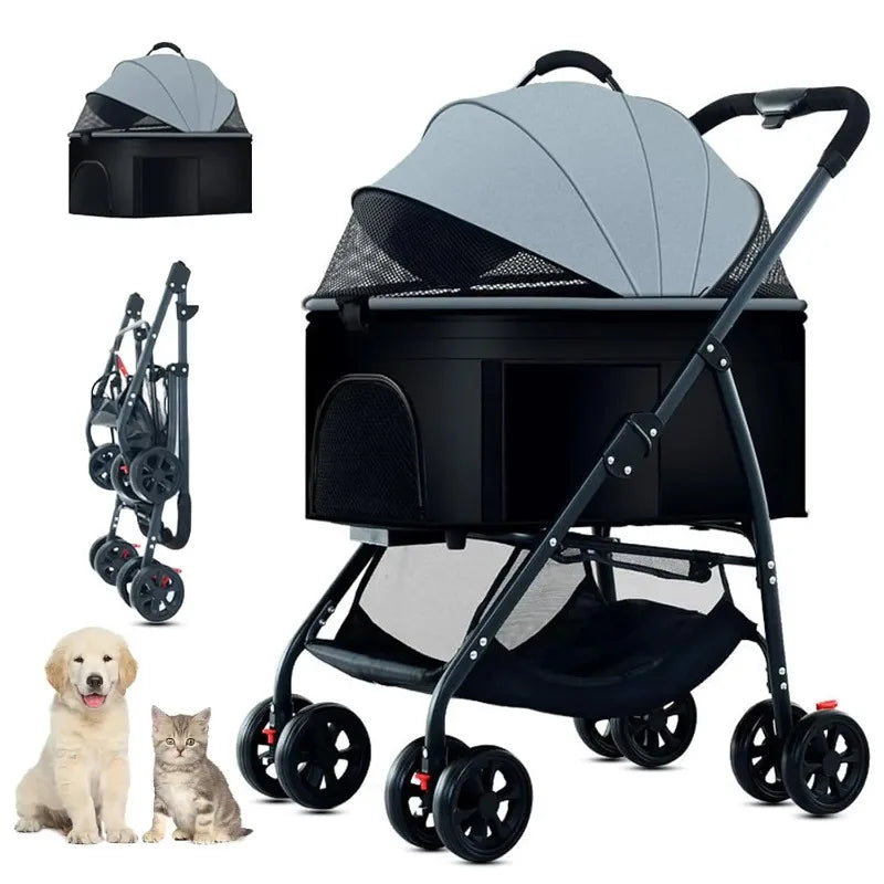 3-in-1 Pet Dog Stroller Dog Wagon with Removable Carrier Cat Stroller for Medium Dogs Up to 55lbs  dog carrier dog backpack