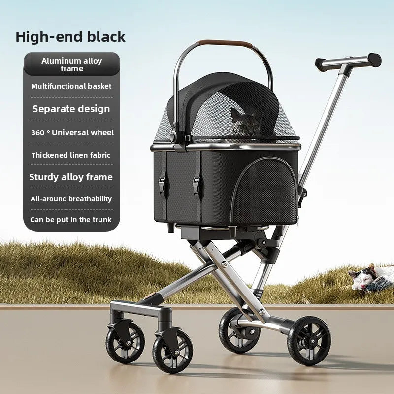 3 in 1 Pet Stroller for 20LBS Dogs Cats with Detachable Carrier Foldable Pet Travel Carrier for Car Seat Hand Carry Safe Outings