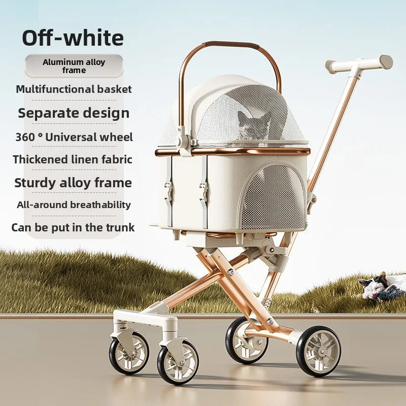 3 in 1 Pet Stroller for 20LBS Dogs Cats with Detachable Carrier Foldable Pet Travel Carrier for Car Seat Hand Carry Safe Outings