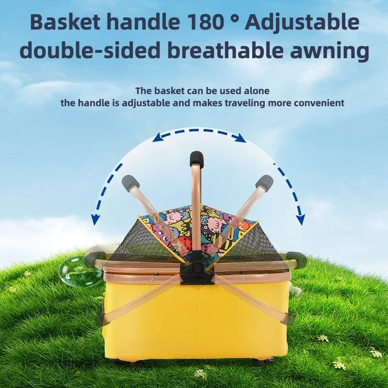 3 in 1 Pet Stroller 4 Wheel Small Medium Portable Foldable Carrier Dog Strolling Storage Basket 36lb max  dog car seat