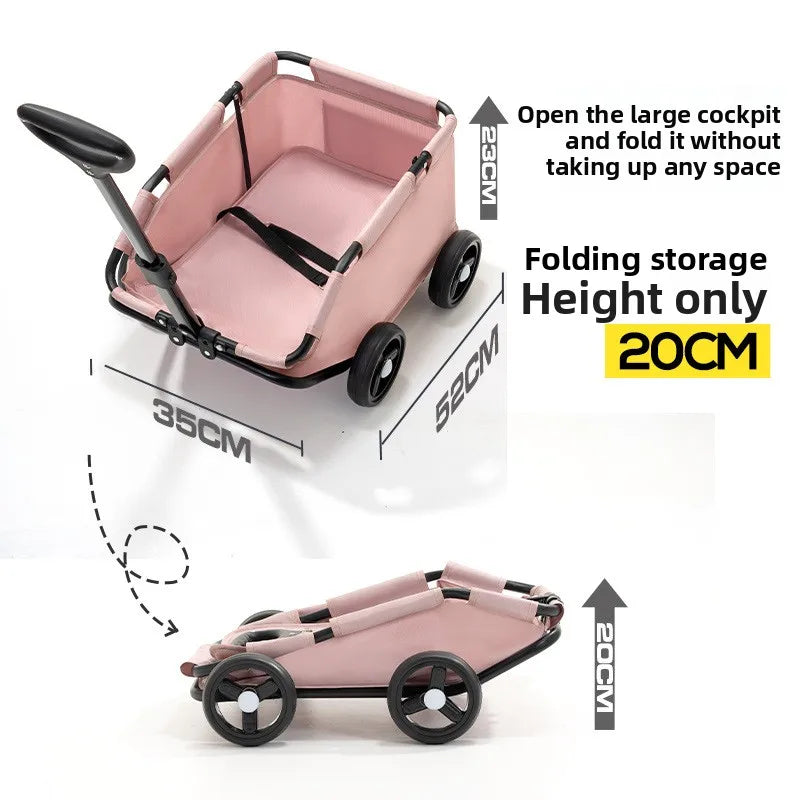 4-Wheel Dog Stroller with Sunshade Cover Pet Carrier for Outdoor Travel Shopping Walking Suitable for Small Dogs and Cats