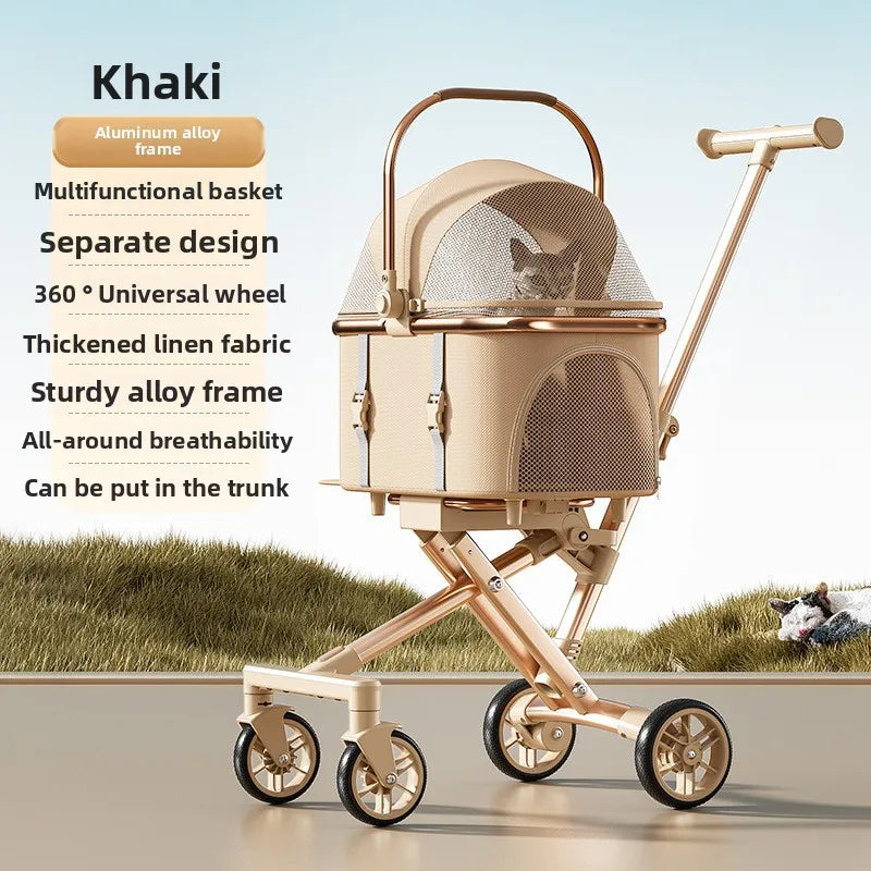 3 in 1 Pet Stroller for 20LBS Dogs Cats with Detachable Carrier Foldable Pet Travel Carrier for Car Seat Hand Carry Safe Outings