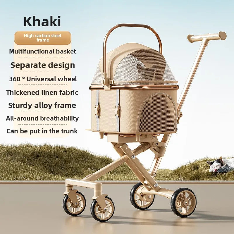 3 in 1 Pet Stroller for 20LBS Dogs Cats with Detachable Carrier Foldable Pet Travel Carrier for Car Seat Hand Carry Safe Outings