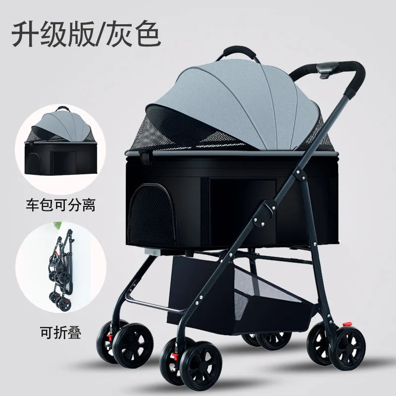 3-in-1 Pet Dog Stroller Dog Wagon with Removable Carrier Cat Stroller for Medium Dogs Up to 55lbs  dog carrier dog backpack