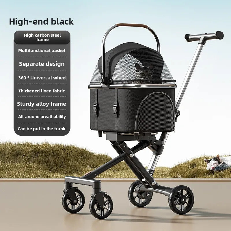 3 in 1 Pet Stroller for 20LBS Dogs Cats with Detachable Carrier Foldable Pet Travel Carrier for Car Seat Hand Carry Safe Outings