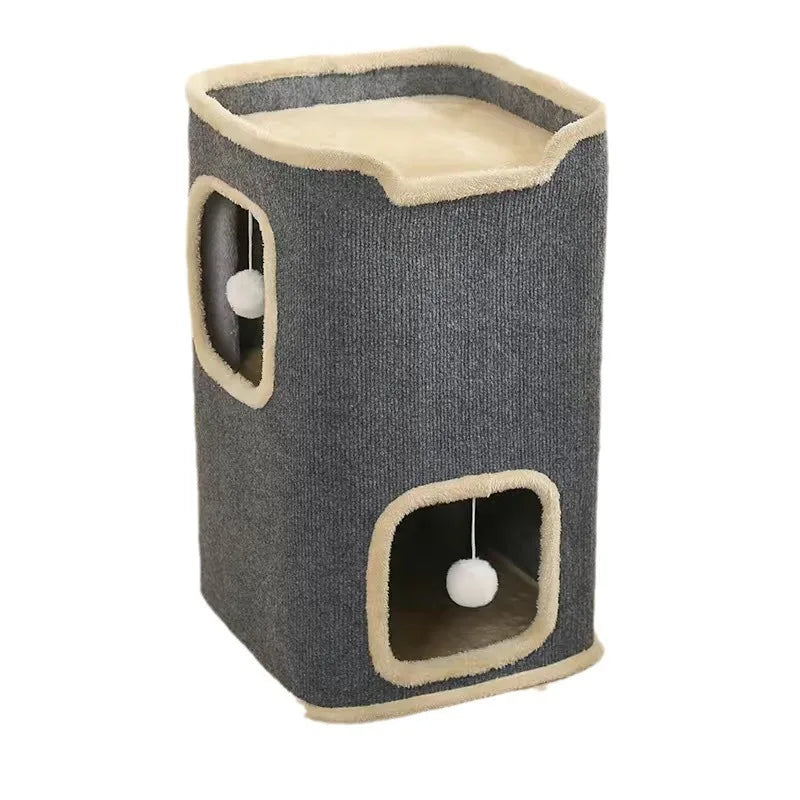 1-3 Level Cat House for Indoor Cats Hideaway Cave Cushions Cat Tower Condo for Multi Small Pet and Large Cats Indoordog House