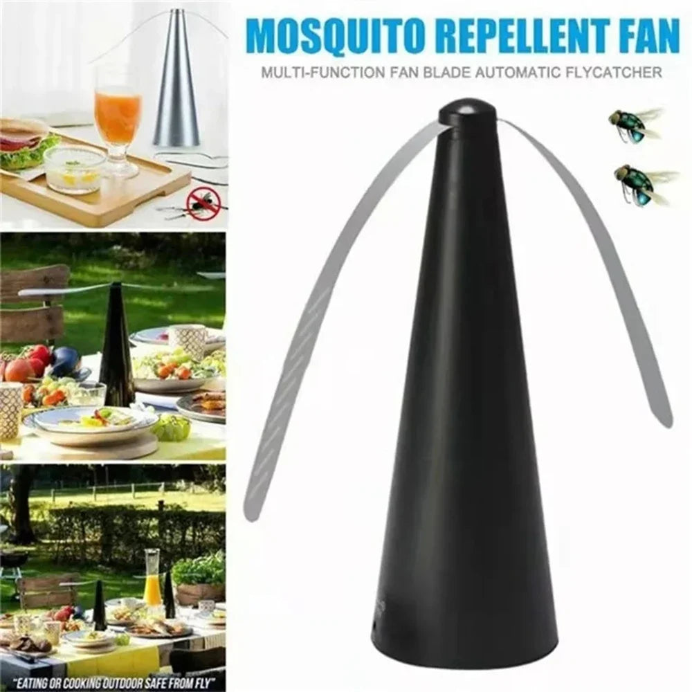 1PC Indoor and outdoor household automatic fly trap, battery fly fan, multifunctional fly repellent