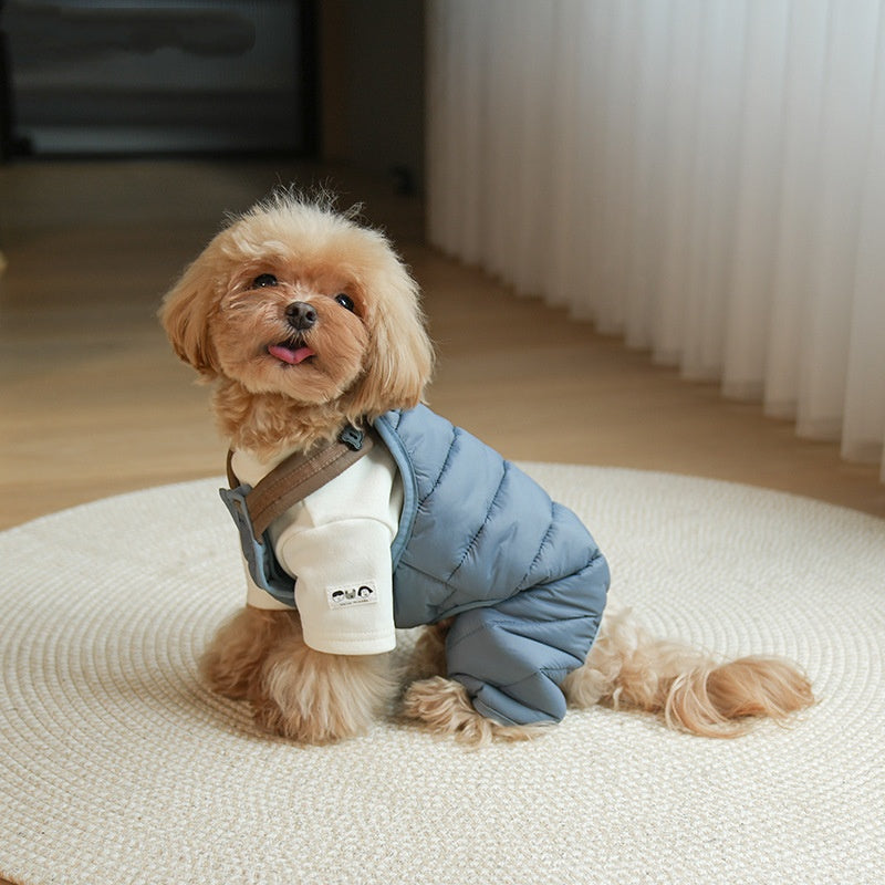 Pet Puppy Jumpsuit With Straps Cotton Padded Coat
