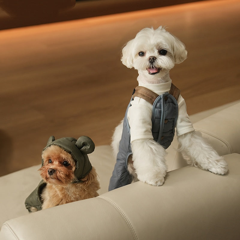 Pet Puppy Jumpsuit With Straps Cotton Padded Coat