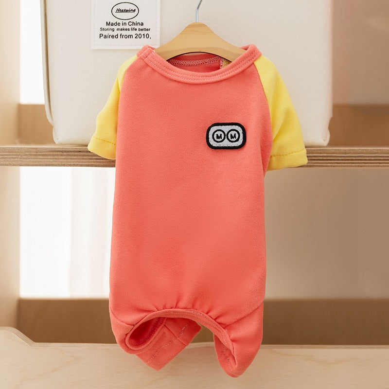 Cute Cartoon Patch Pet Jumpsuits - Soft Fleece Onesie For Small Dogs  Cats