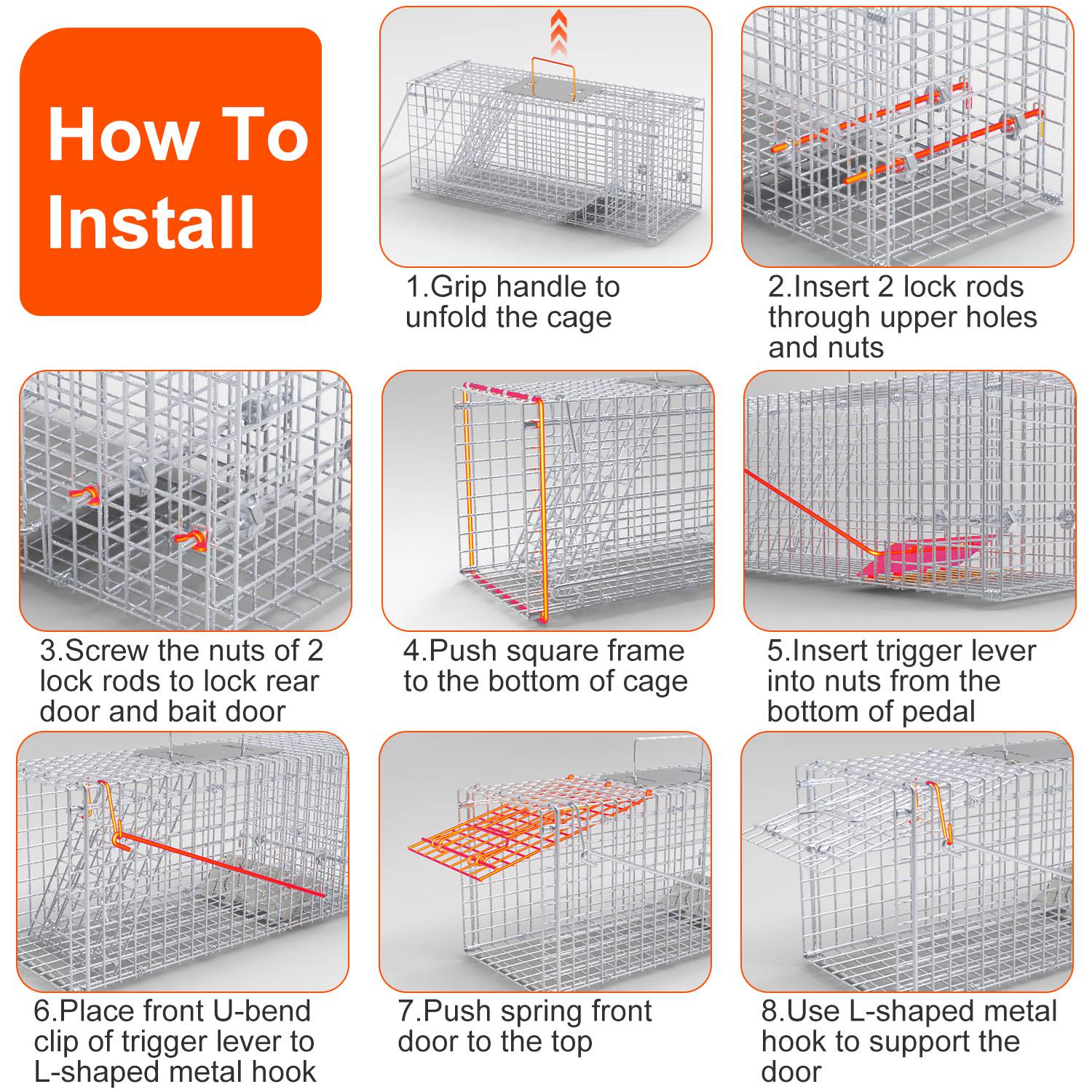 1Pc 25.59Inch Live Humane Animal Trap For Spring Summer Cage Heavy Duty Folding Catch And Release Rodent Cage For Rabbit Squirrel Possum Skunk Kitten Raccoon And More