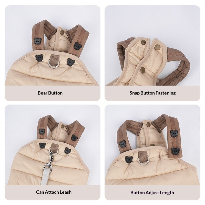 Pet Puppy Jumpsuit With Straps Cotton Padded Coat