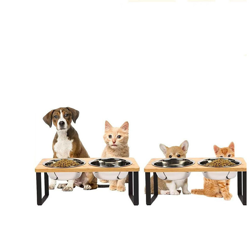 Anti-Tip Pet Bowl Elevated Stainless Steel Large-Capacity Food Bowl