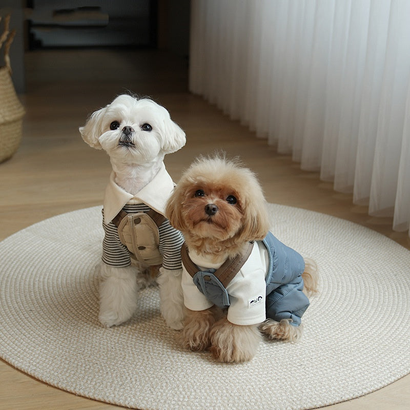 Pet Puppy Jumpsuit With Straps Cotton Padded Coat