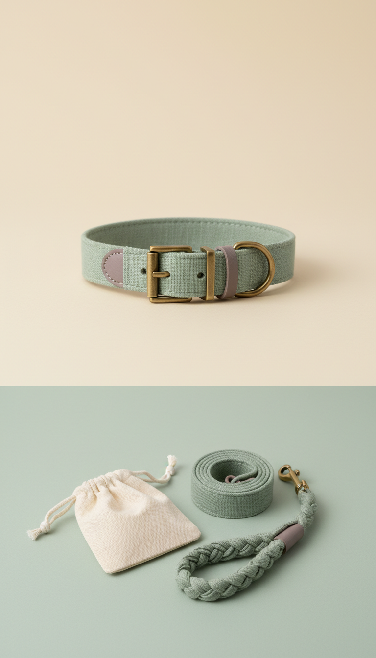 Sage Linen Dog Collar
