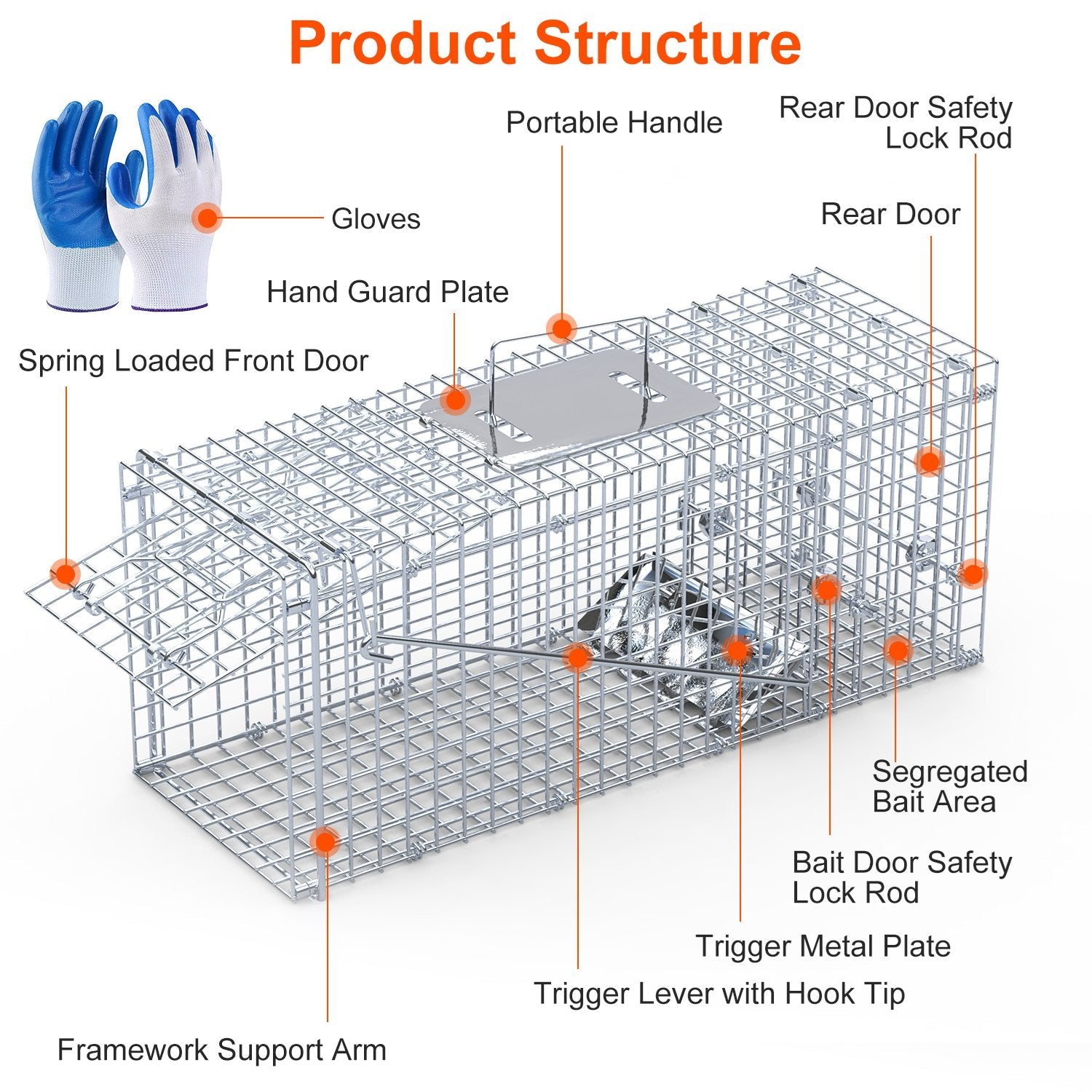 1Pc 25.59Inch Live Humane Animal Trap For Spring Summer Cage Heavy Duty Folding Catch And Release Rodent Cage For Rabbit Squirrel Possum Skunk Kitten Raccoon And More